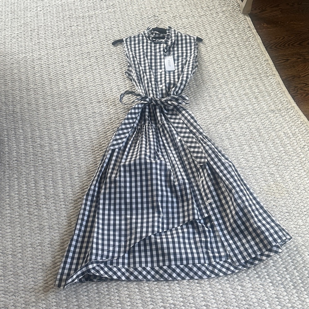 10 Crosby Derek Lam Black and White Checkered Midi Dress